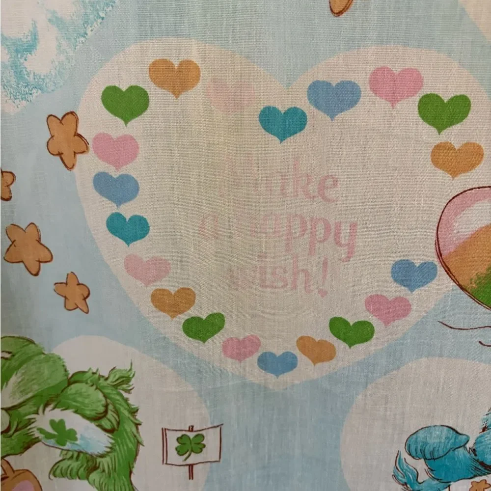 Vintage Care Bear Curtain 2 Sets Hearts Ruffles 1980’s